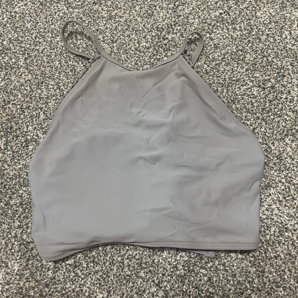 Aerie Gray Crop Fitted Swim Tank Top